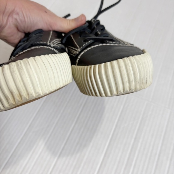 Alexander Wang Perry Low Black Sneakers Black Leather Size 7 Size EU 37 Creeper - Picture 5 of 13